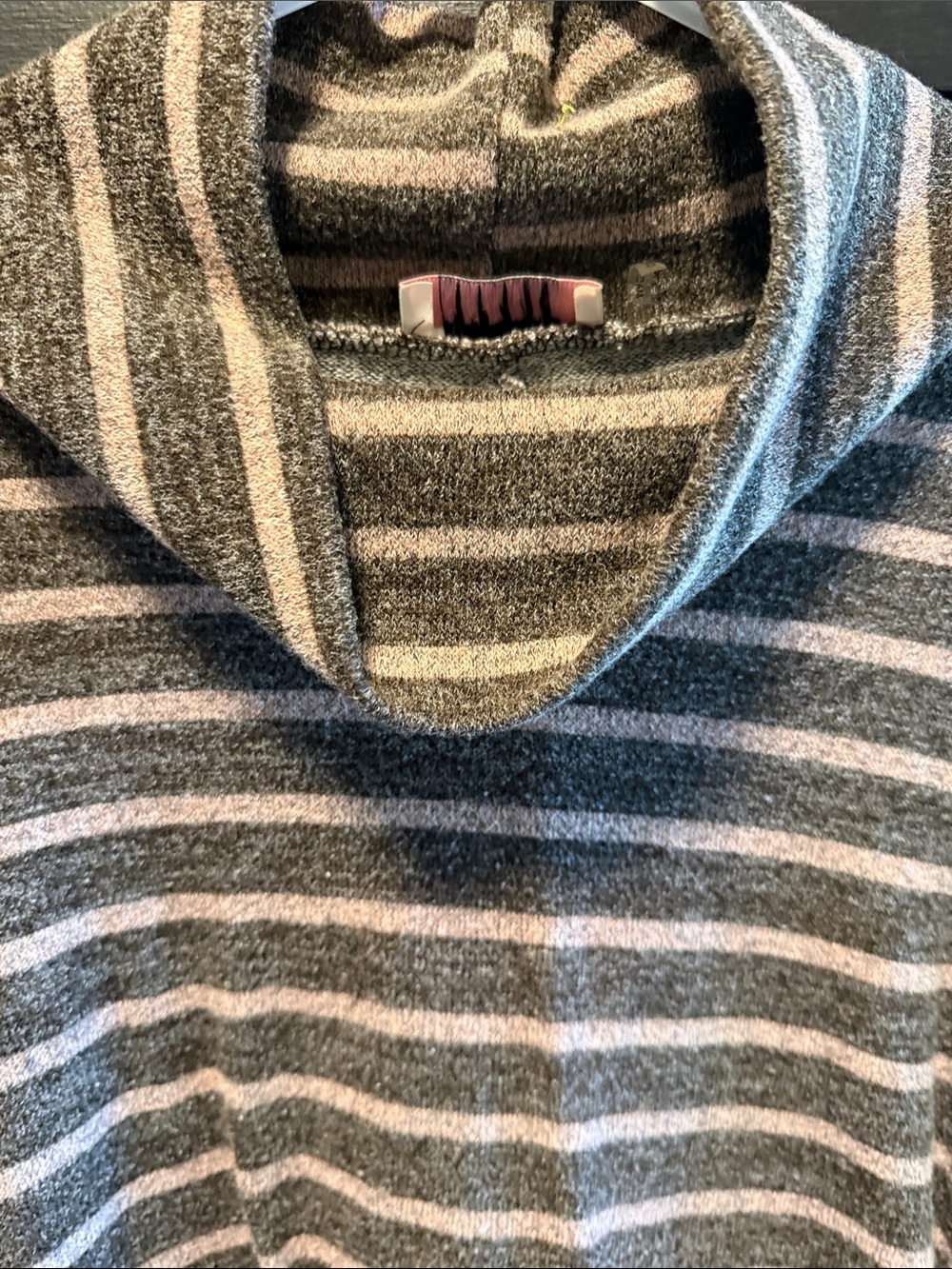 ANDREE BY UNIT Striped Cowl Neck Sweater - Gray & Cream - Picture 6 of 7